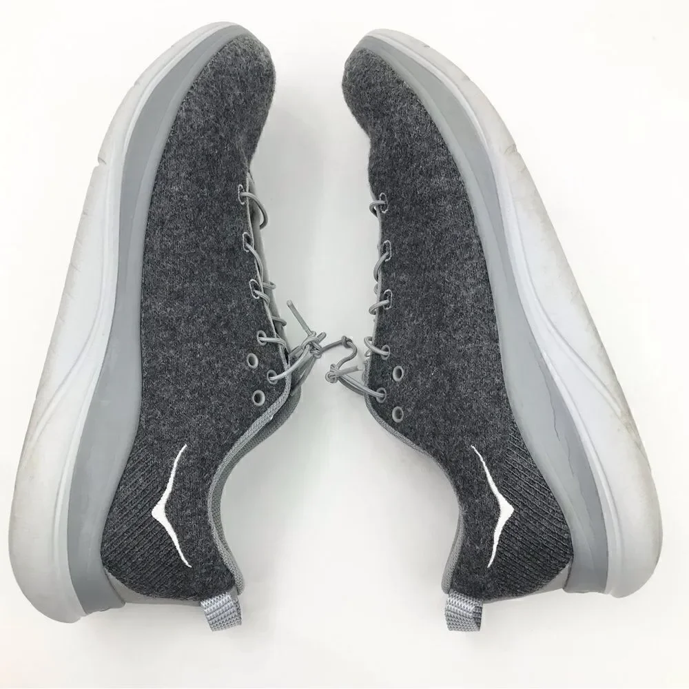 Hoka One One Hupana Flow Gray Wool Elastic Lace Sneakers